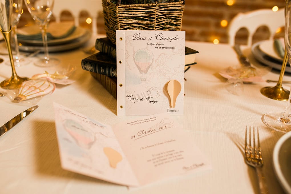 KlrKrea - Papeterie et accessoires - Faire part de mariage Voyage et Montgolfière