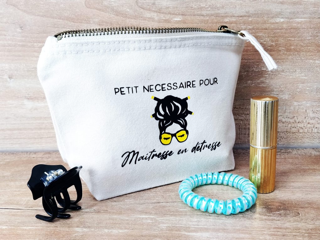 Cadeaux maitresse - trousse 100% coton à la personnalisation originale