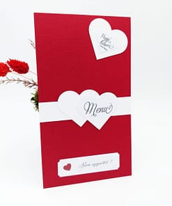 menu de mariage romantique rouge et blanc