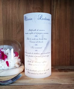 Menu photophore mariage colombe