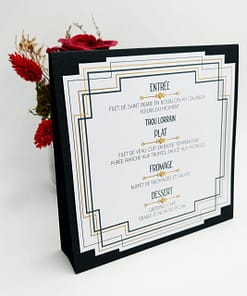 Menu de mariage autoportant thème Gatsby