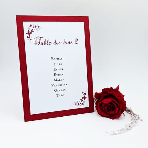 Cartes pour plan de tables papillon