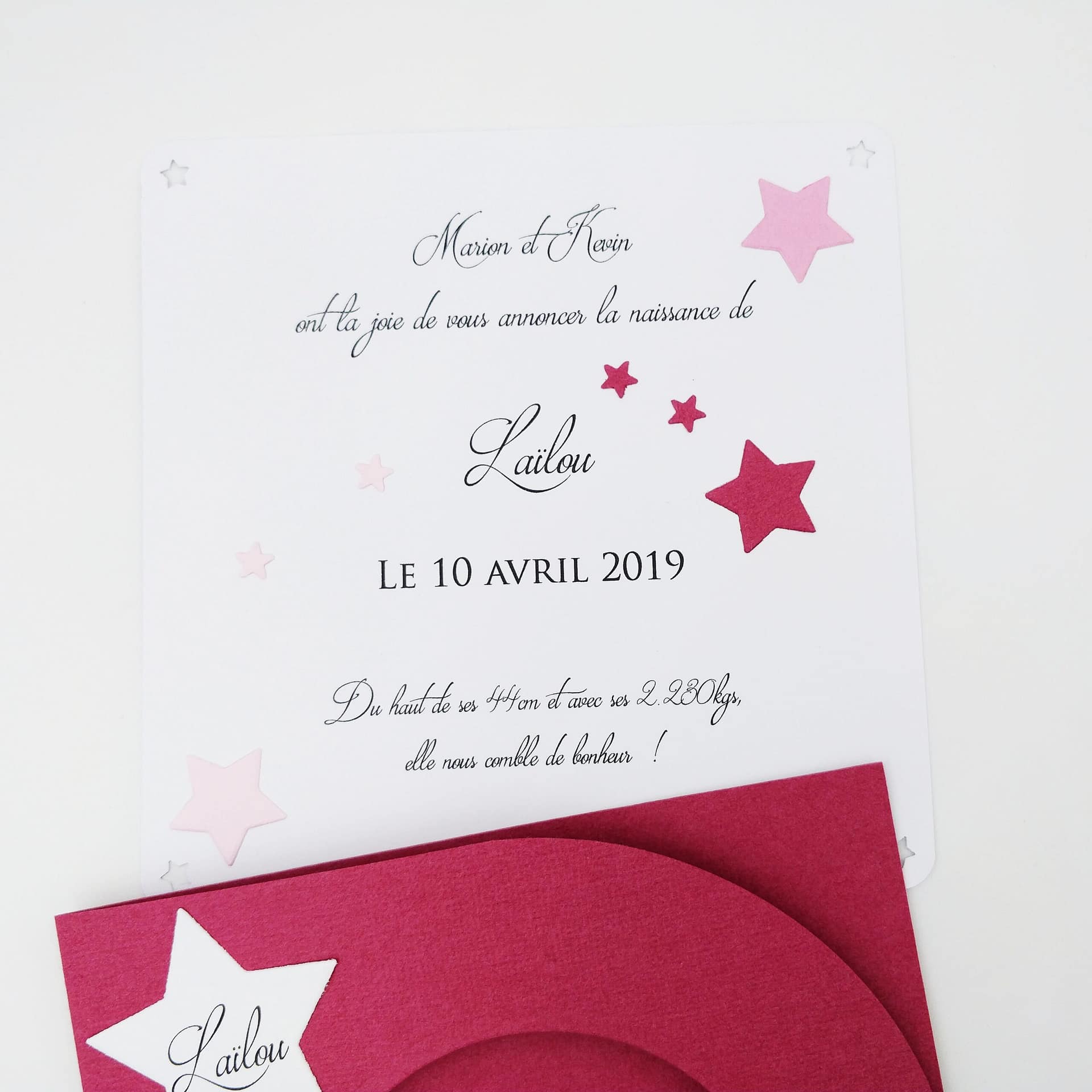 Faire-part de naissance Laïlou - Mise en page